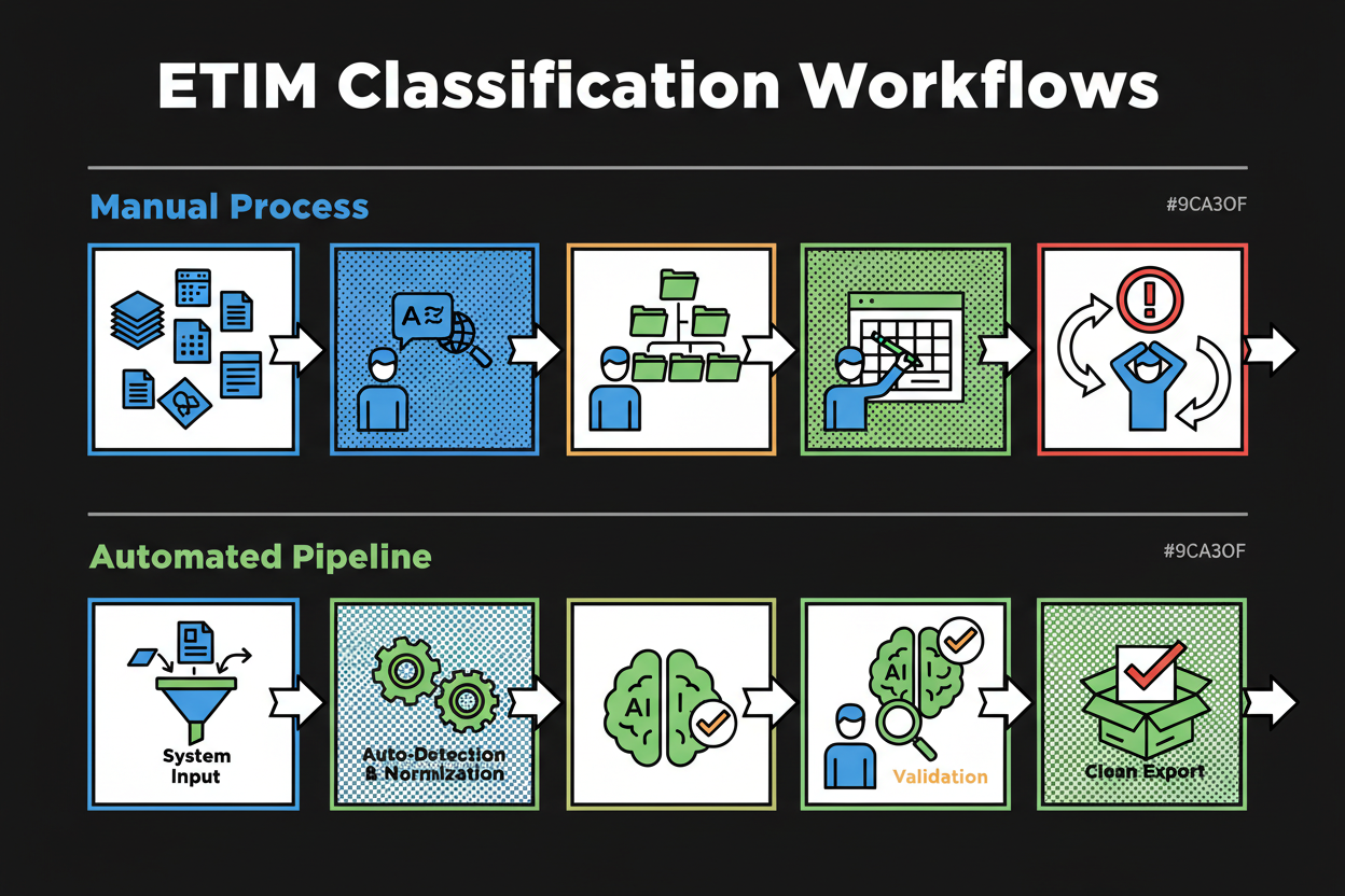 Comparison of manual vs automated ETIM classification